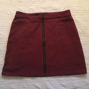 Orange/Red Rustic Zipper Mini Skirt